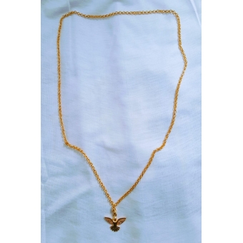 Pingente Pomba Espírito Santo com Colar Alumínio Dourado