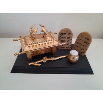 Kit Arca Da Aliança, Tabua 10 Mandamentos Maná Varinha Arão