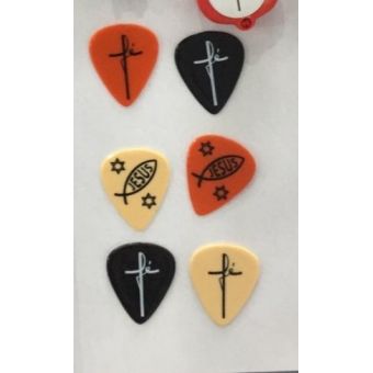 5 kits de Palheta de nylon com tema gospel - 06 unidades