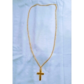 Colar Dourado de Alumínio com Pingente da Cruz - Modelo 1002.