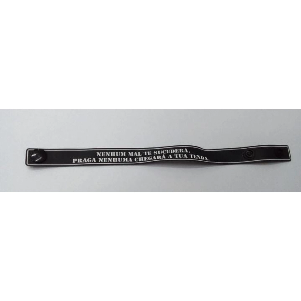 Pulseira emborrachada Salmo 91 cor preta - pacote com 100 unidades