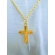 Colar Dourado de Alumínio com Pingente da Cruz - Modelo 1002.