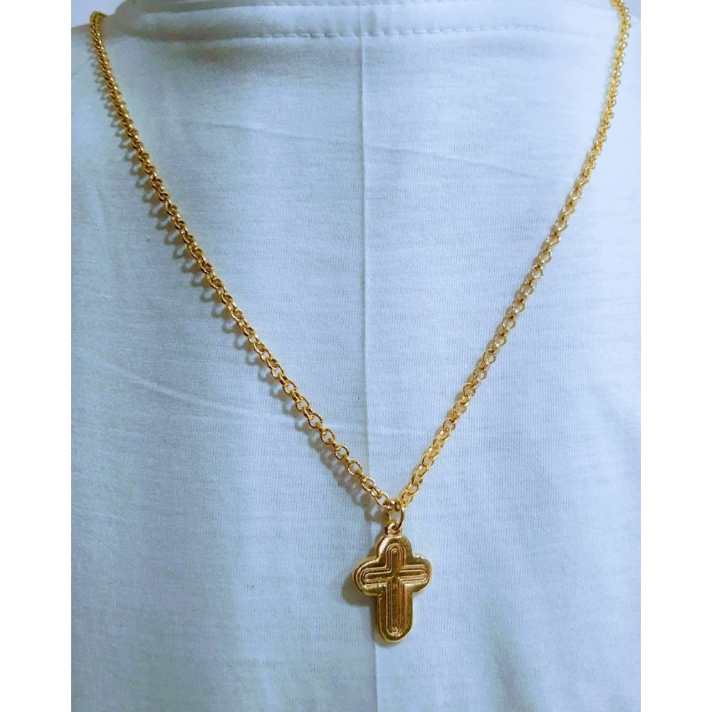 Pingente Crucifixo com corrente dourada