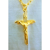 Pingente Crucifixo Jesus com Colar Alumínio Dourado