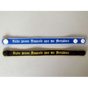 Pulseira emborrachada Tudo posso naquele que me fortalece - PU 29 - 100 unidades