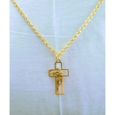 Colar Alumínio Dourado com Pingente de Cruz  Modelo 1001