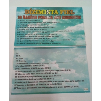 pacote com 100 unidades - Envelope dízimo 28 razões porque sou dizimista  209