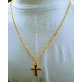 Colar Dourado de Alumínio com Pingente da Cruz - Modelo 1002.