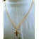 Colar Dourado de Alumínio com Pingente da Cruz - Modelo 1002.