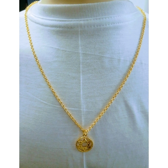 Pingente Estrela de Davi com Colar Alumínio dourado